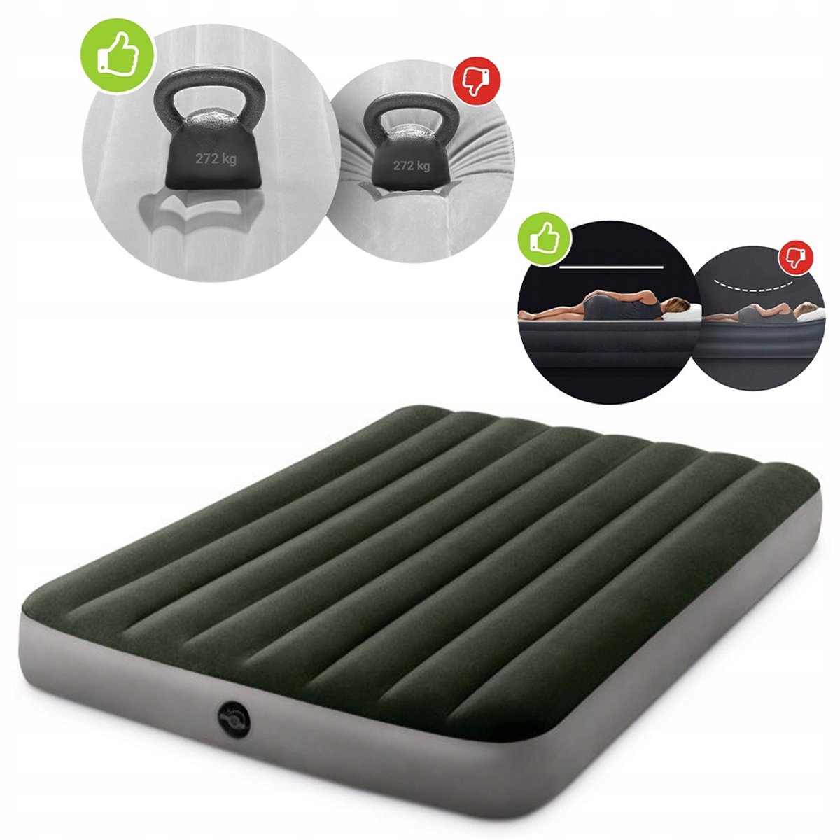 Drijvend matras voor 2 personen, 191x137x25 cm, comfortabel en waterdicht
