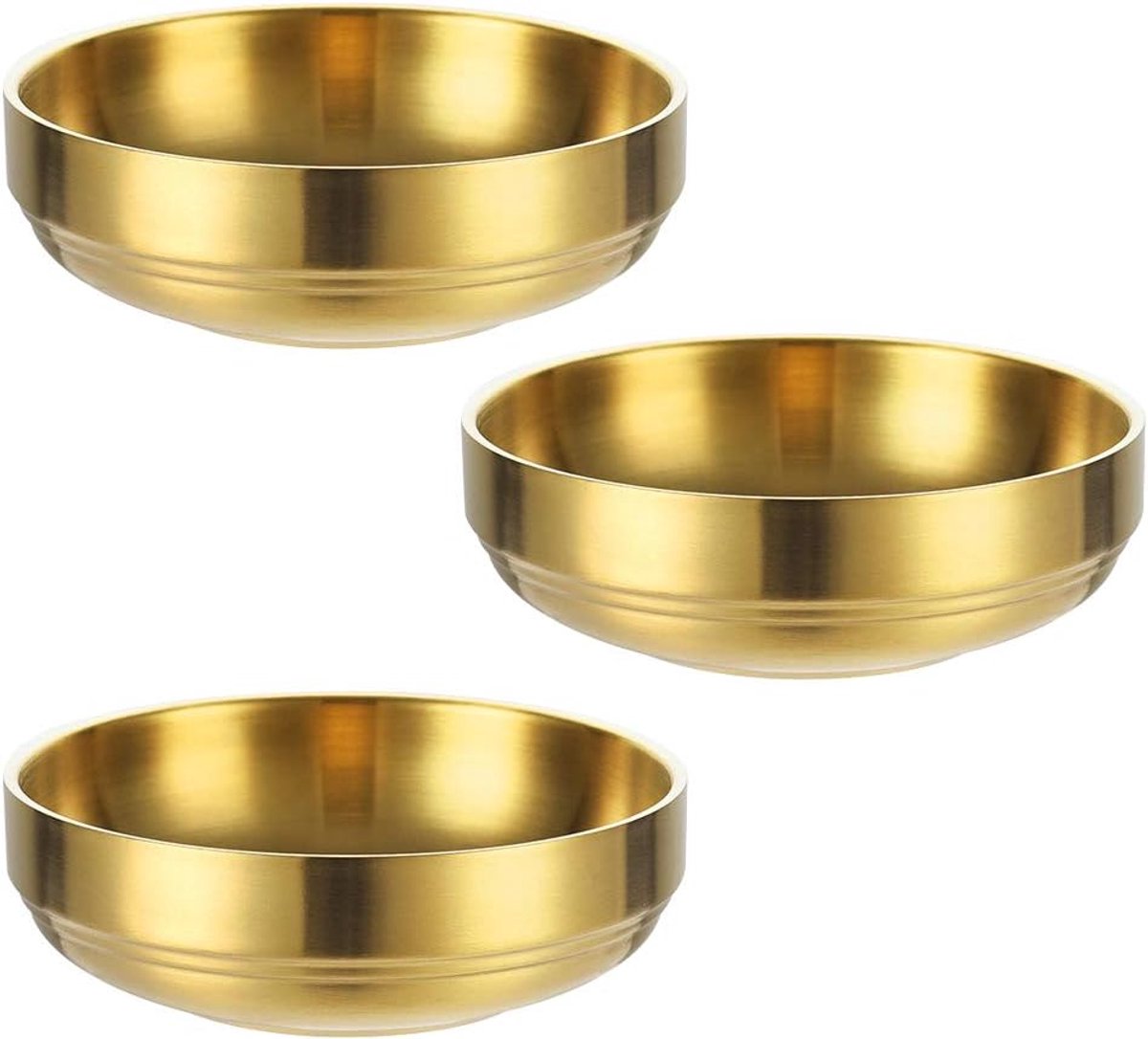 Saucierschalen 3PCS - Grote dubbele laag - Ronde roestvrijstalen dipschalen - Perfect voor sushi en voorgerechten - ShopVlot