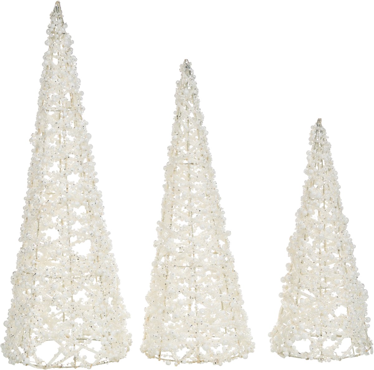ROSAN - Kerstfiguren set van 3 - Wit - Metaaldraad