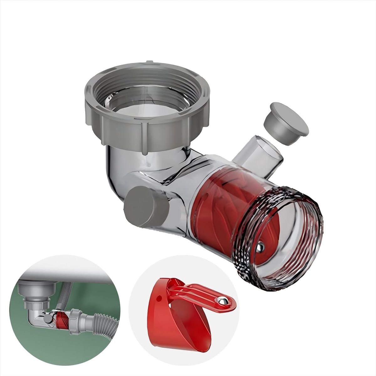 Afvoeradapter 1 1/2'' - transparante terugslagklep - multifunctioneel - ideaal voor keuken en badkamer - ShopVlot