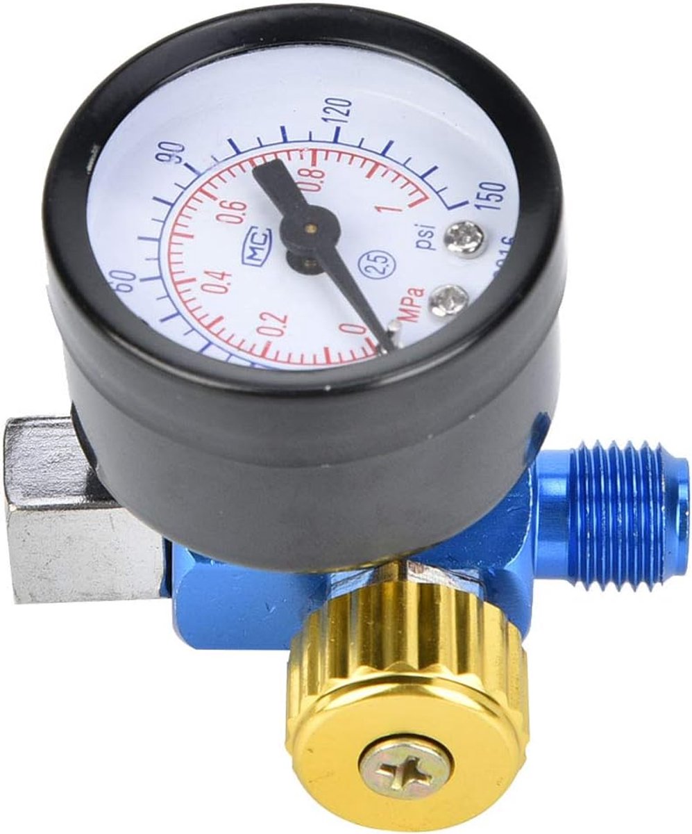 Luchtdrukregelaar G1/4in - Instelbaar 0-10 BAR - Compact aluminium - Real-time drukmonitoring - ShopVlot