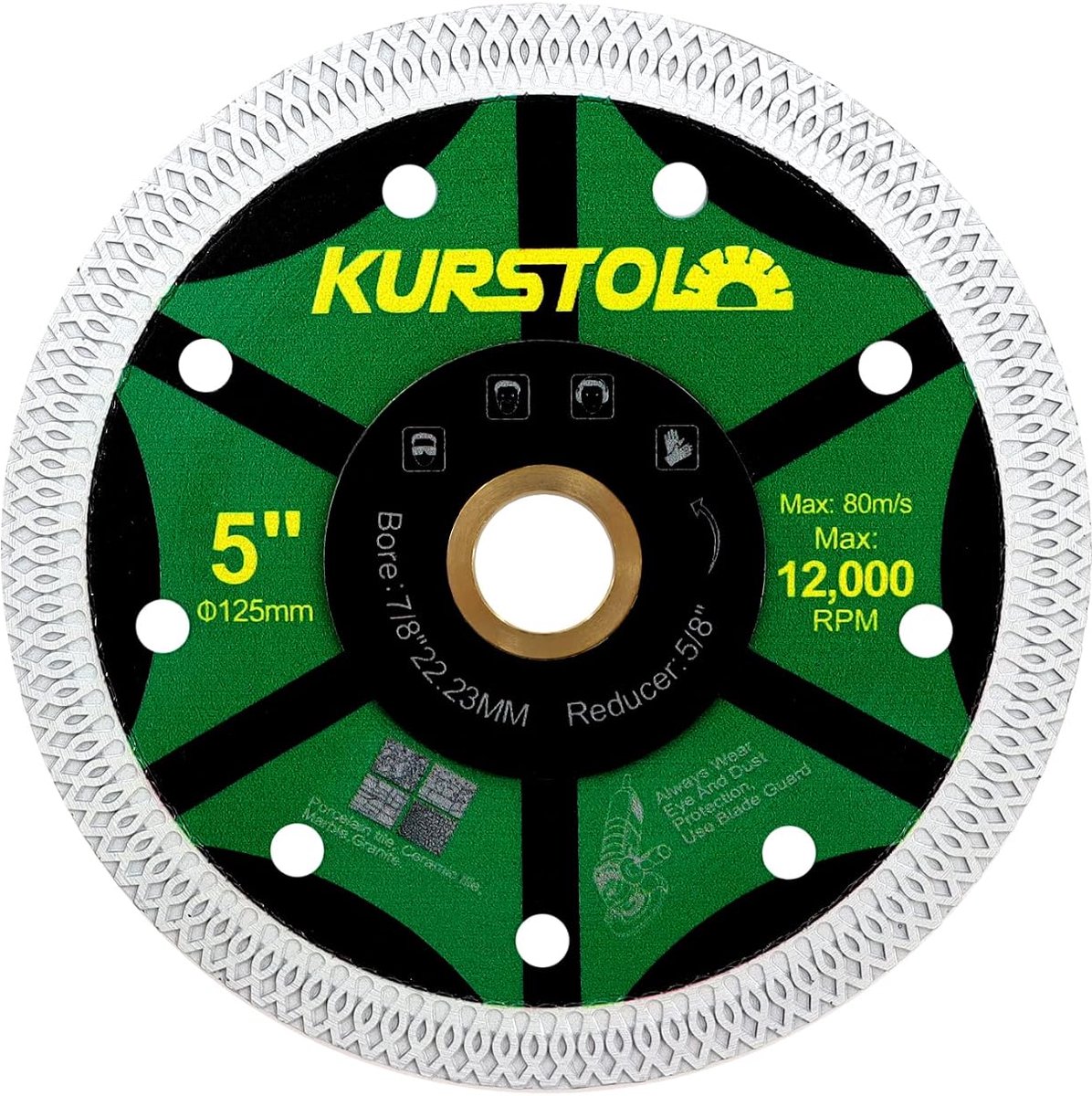 Diamantschijf 5"/125mm - Superdunne tegelzaag - Turbo mesh rand - Efficiënt snijden van keramiek en graniet - ShopVlot