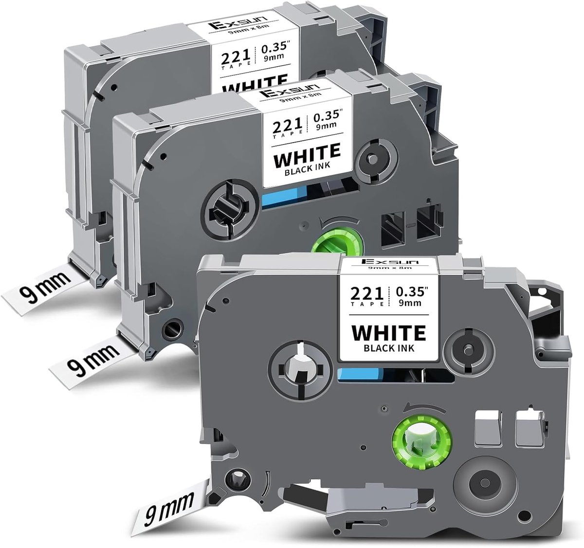 Label Tape 9mm - Zwart op Wit - 3 Pack Vervangingsband - Geschikt voor Brother P-Touch - ShopVlot