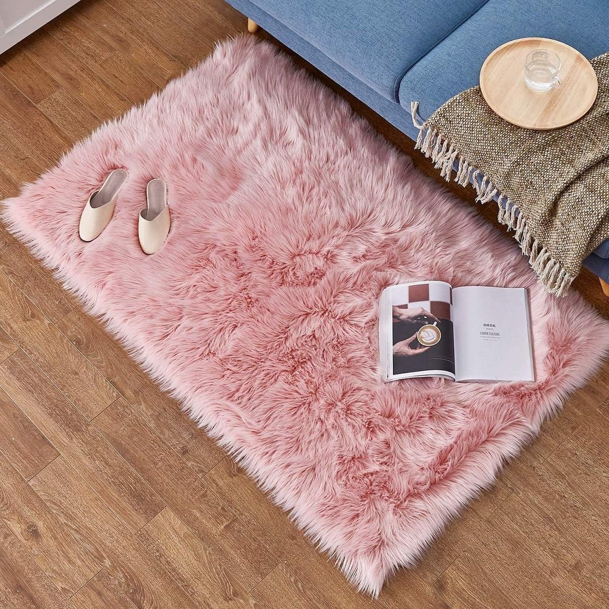 Faux schapenvacht tapijt 50 x 80 cm - Neppels wol - Luxe decoratie voor woonkamer of slaapkamer - ShopVlot