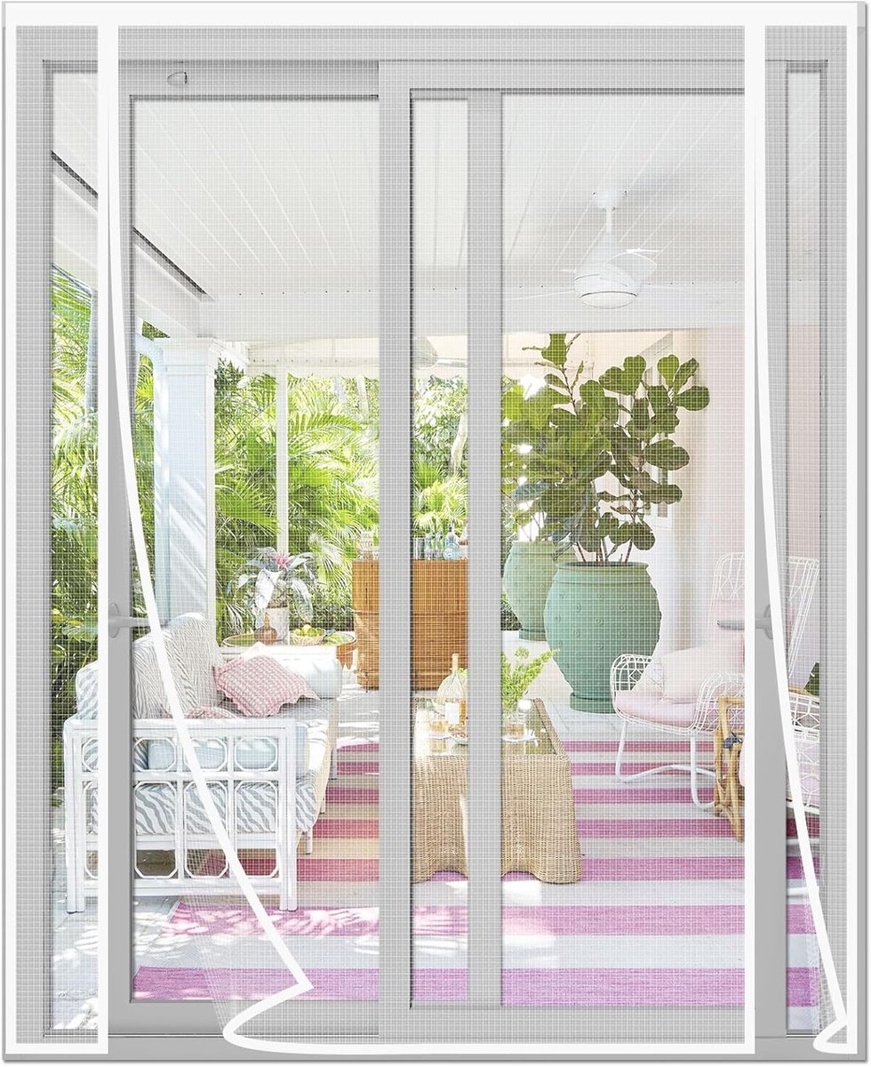 Muggenhor dubbelzijdige opening 200 x 220 cm - wit glasvezel gaas - UV-bescherming - frisse lucht binnen - ShopVlot