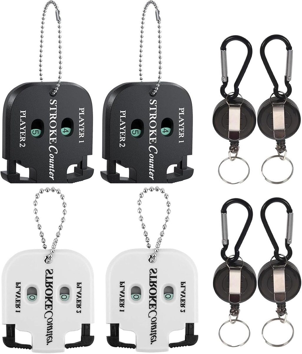 Golf Score Counter Set - Aluminium en ABS - 4 stuks met karabijnhaken - Ideaal voor toernooien - ShopVlot
