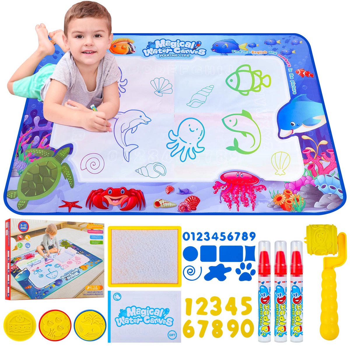 Aquadoodle schildermat - waterstift - creatief schilderen - plezier voor kinderen vanaf 1 jaar - ShopVlot