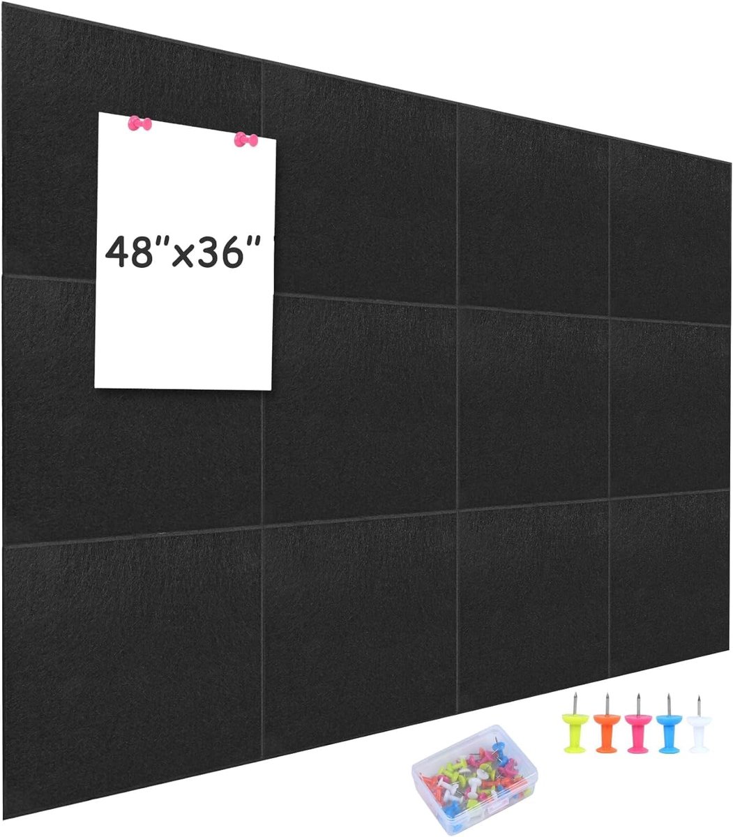 Akoustisch Paneel 48 x 36 cm - Kurkbord - 12 Stuks met Kleurstiften - Ideaal voor Kantoor of Thuis - ShopVlot