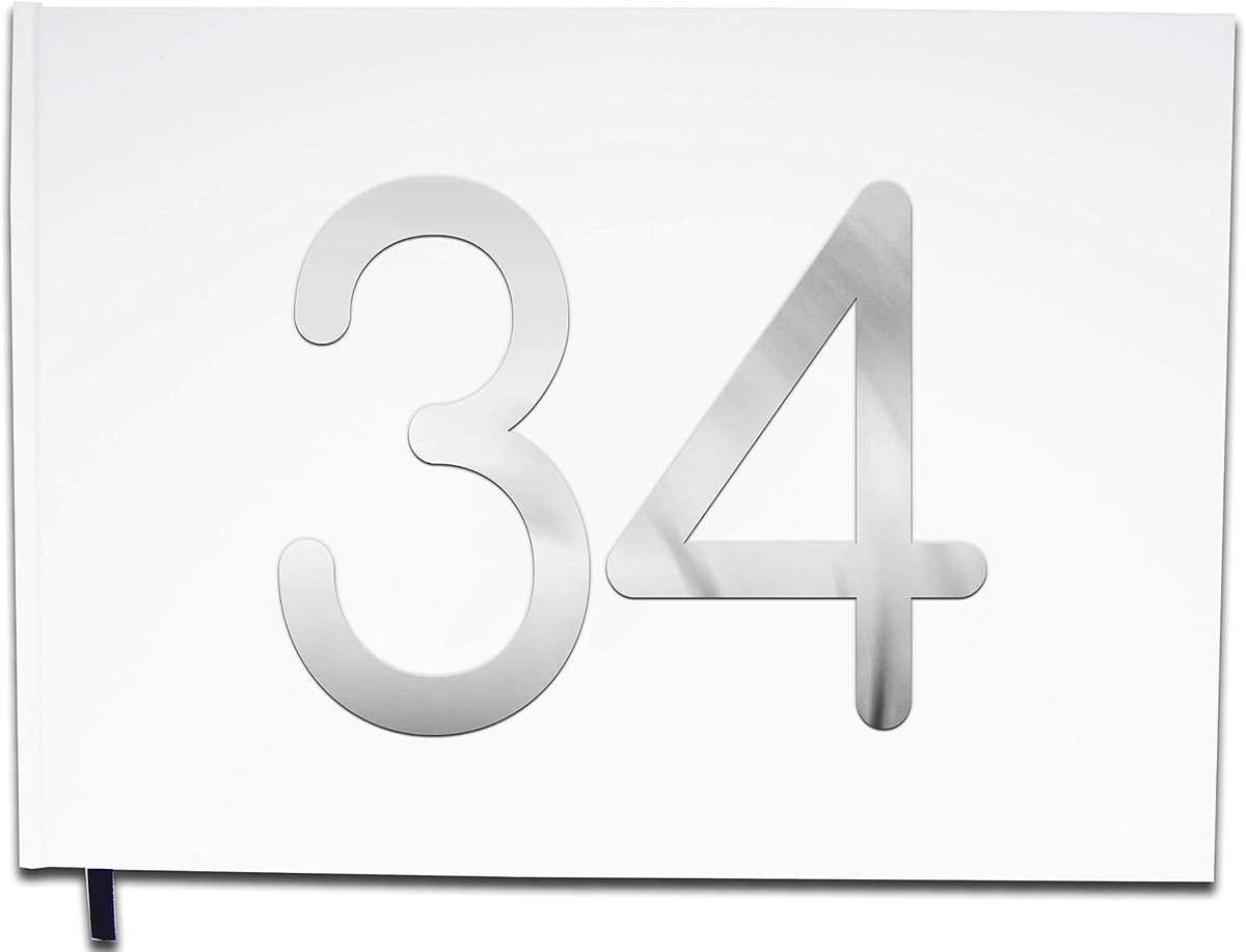Gastenboek 34 jaar - premium kwaliteit - chrome letters - 100 pagina's - Uttscheid - ShopVlot