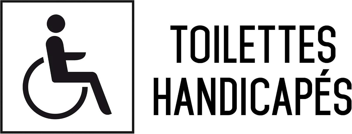 Gehandicapte toilet sticker 200 x 100 mm - zelfklevend vinyl - waterbestendig - eenvoudig aan te brengen - ShopVlot