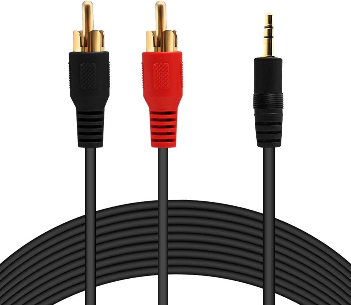 Audiokabel 3,5 mm naar 2 phono-stereo cinch - 3 meter - lichtgewicht - verbind je audioapparaten - ShopVlot