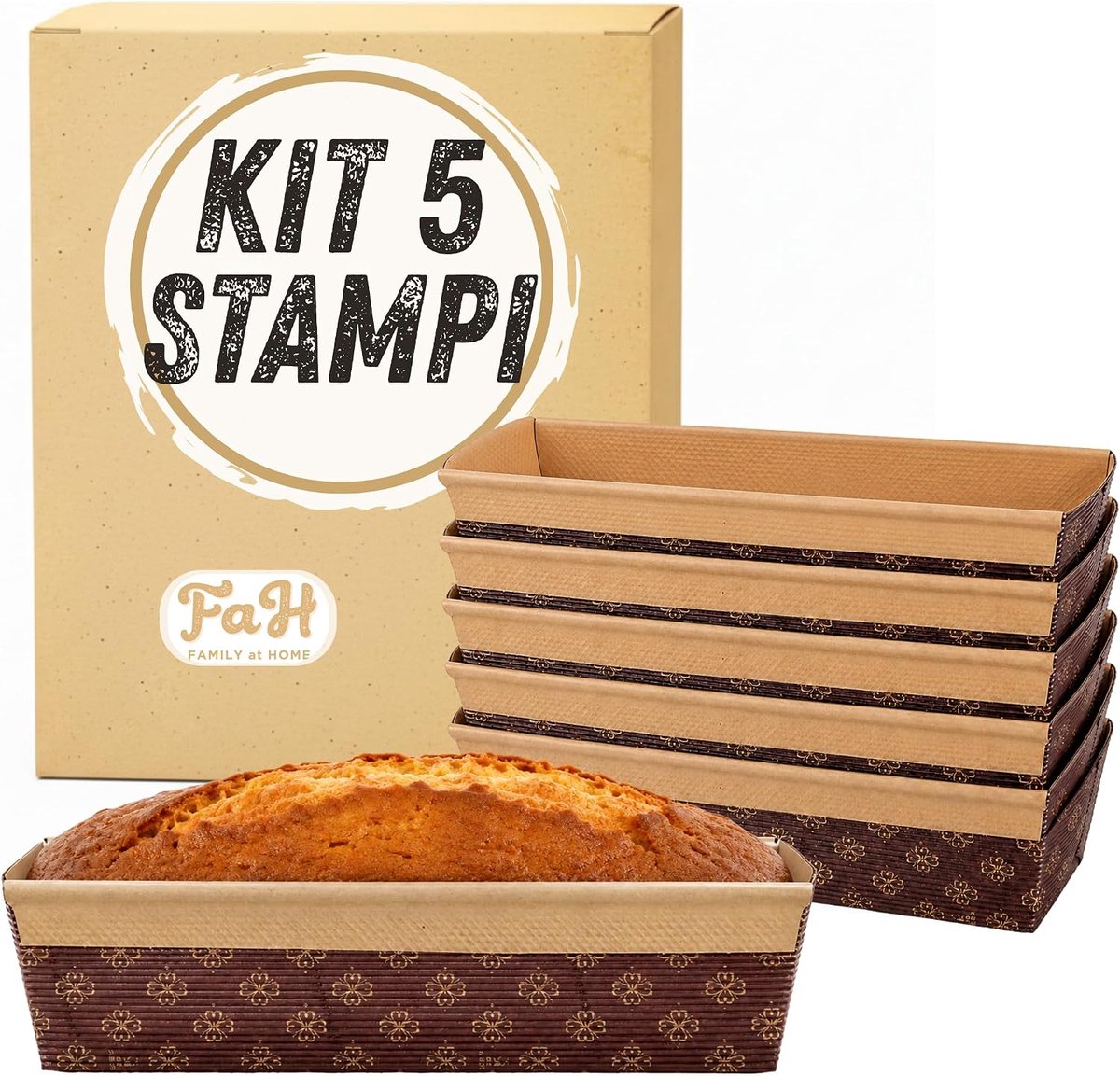 Plumcake mold 600g - 5 molds van 24cm - hittebestendig tot 220°C - ideaal voor bakken - ShopVlot