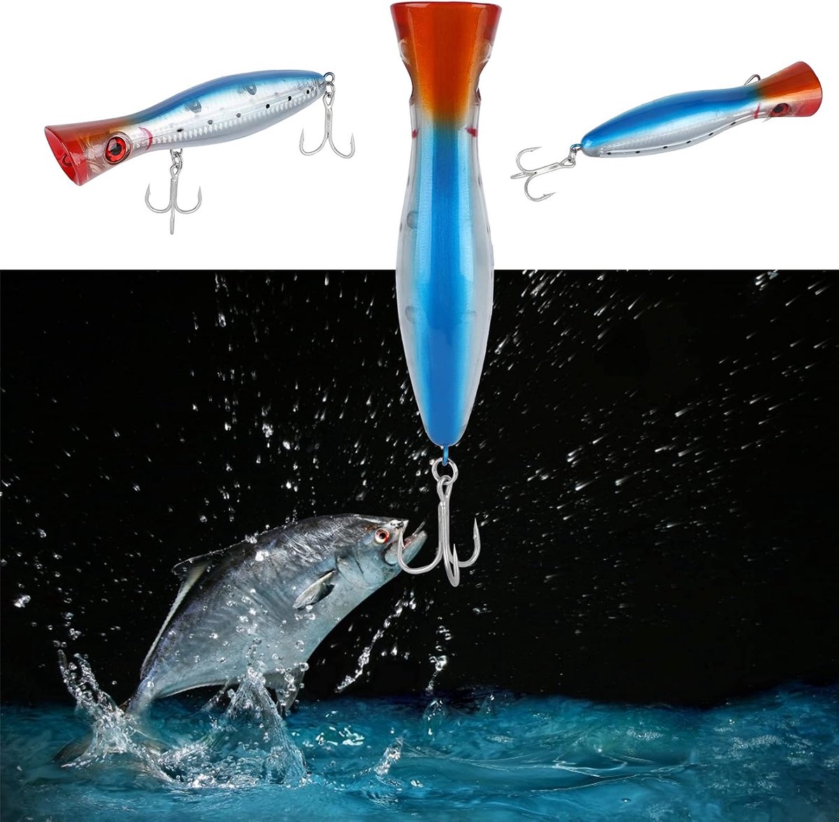 Popper visaas zoutwater visaas - blauwe uitvoering - sterk reflecterend - verbeterde werpafstand - ShopVlot