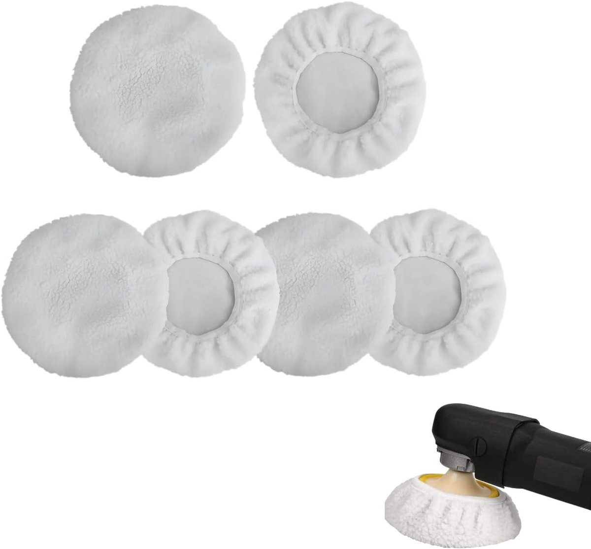 Polijstkappen set 6 stuks - microvezel lamswol - zachte polijstpads - voor autolak en oppervlakken - ShopVlot