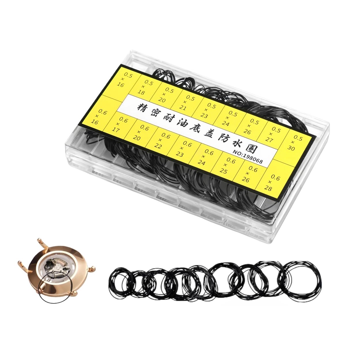 O-Ringen Set 180 Stuks - Waterdichte Rubber Seals - Diverse Maten 0.5mm/0.6mm - Voor Horloge Reparatie - ShopVlot