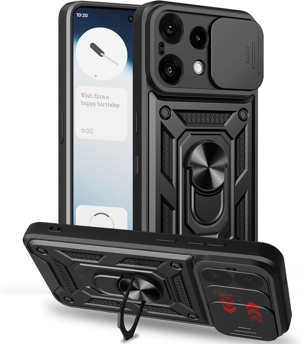 Mobiele telefoonhoes met schuifcamera-deksel - zwart - schokbestendig - optimale camera bescherming - ShopVlot