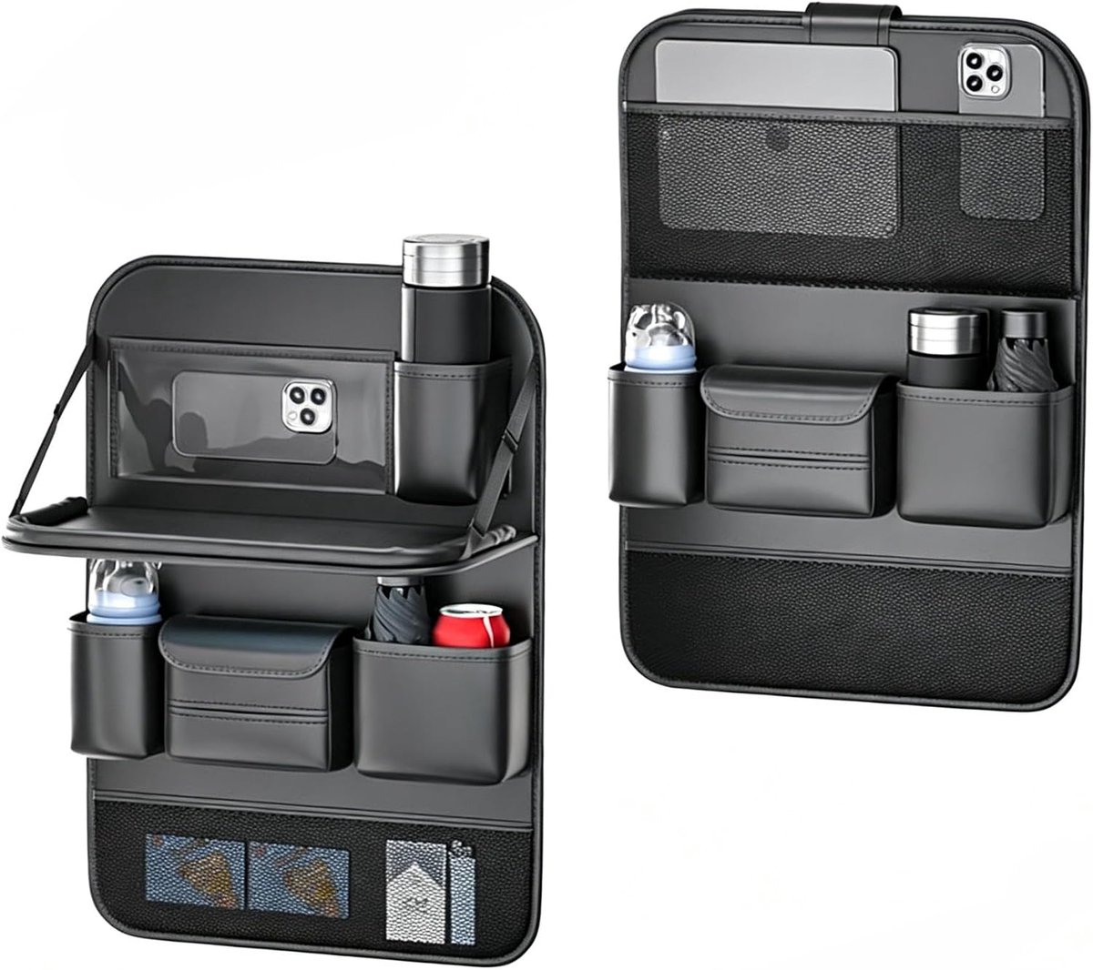 Autostoelorganizer - waterdichte leren autostoelhouder - met klaptafel en tablettas - ideaal voor kinderen - ShopVlot