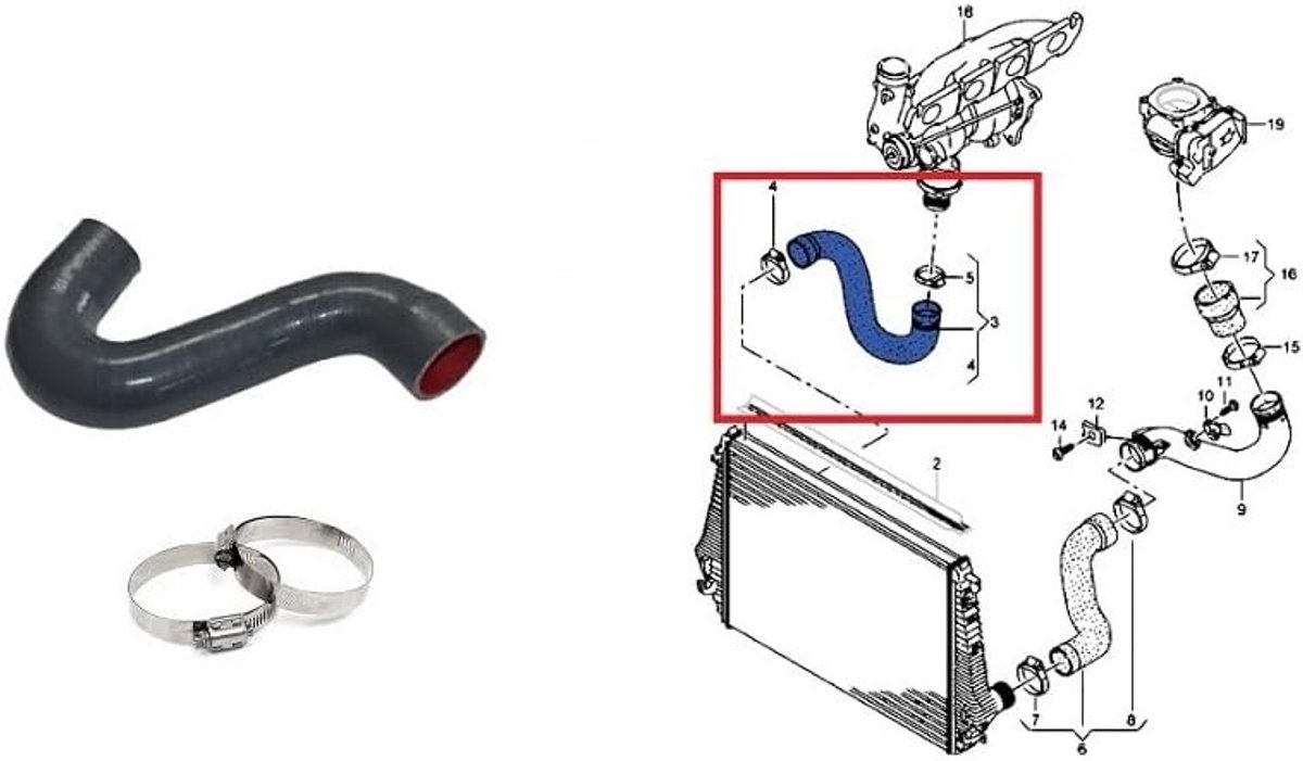 Turbo slang voor VW Amarok 2.0 Tdi Bitdi - hoogwaardig materiaal - inclusief slangklemmen - 2 jaar garantie - ShopVlot