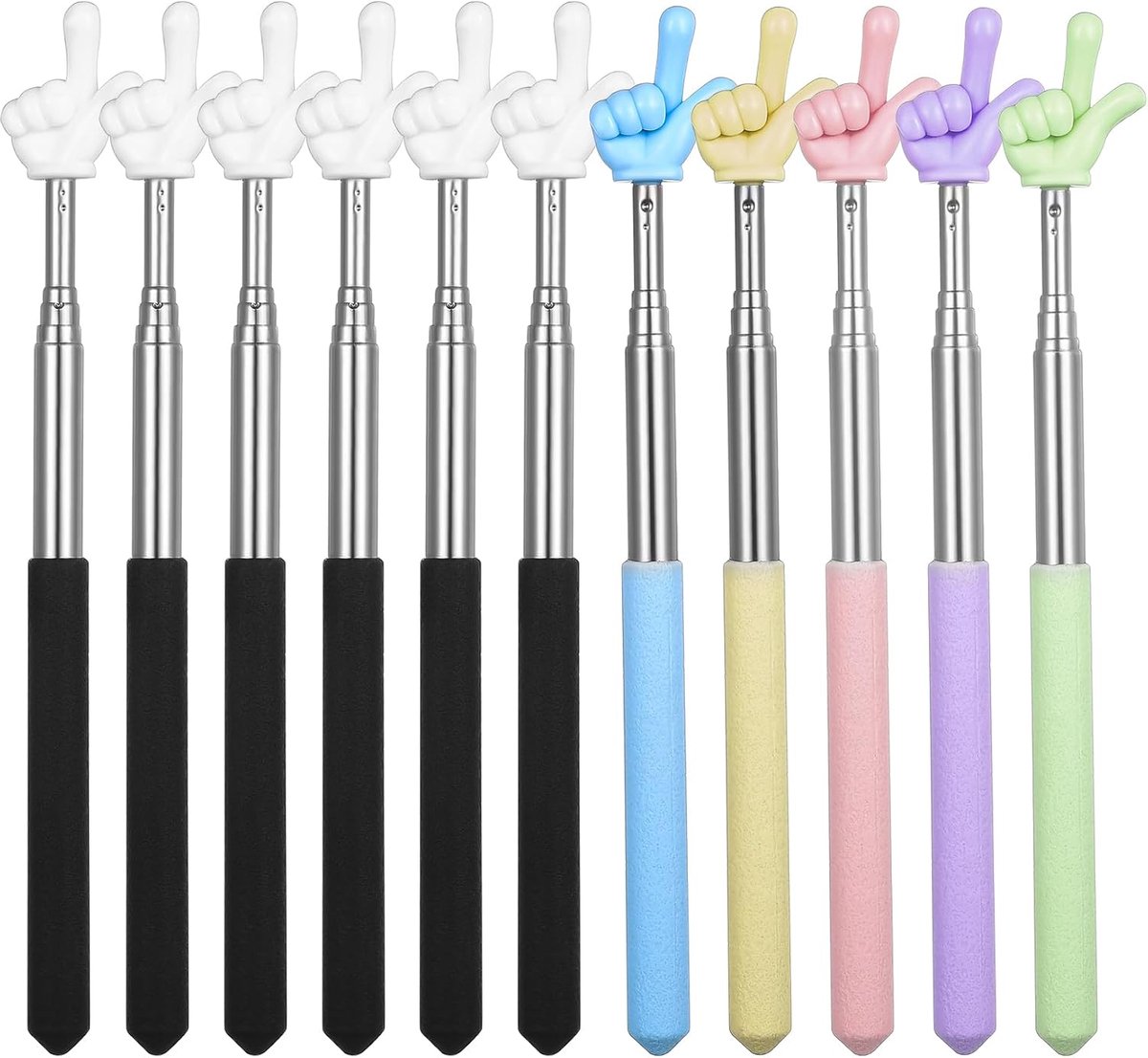 Verlengbare aanwijspen 20–68cm - ergonomisch handvat - voor presentaties en trainingen - kleurrijke mix - ShopVlot