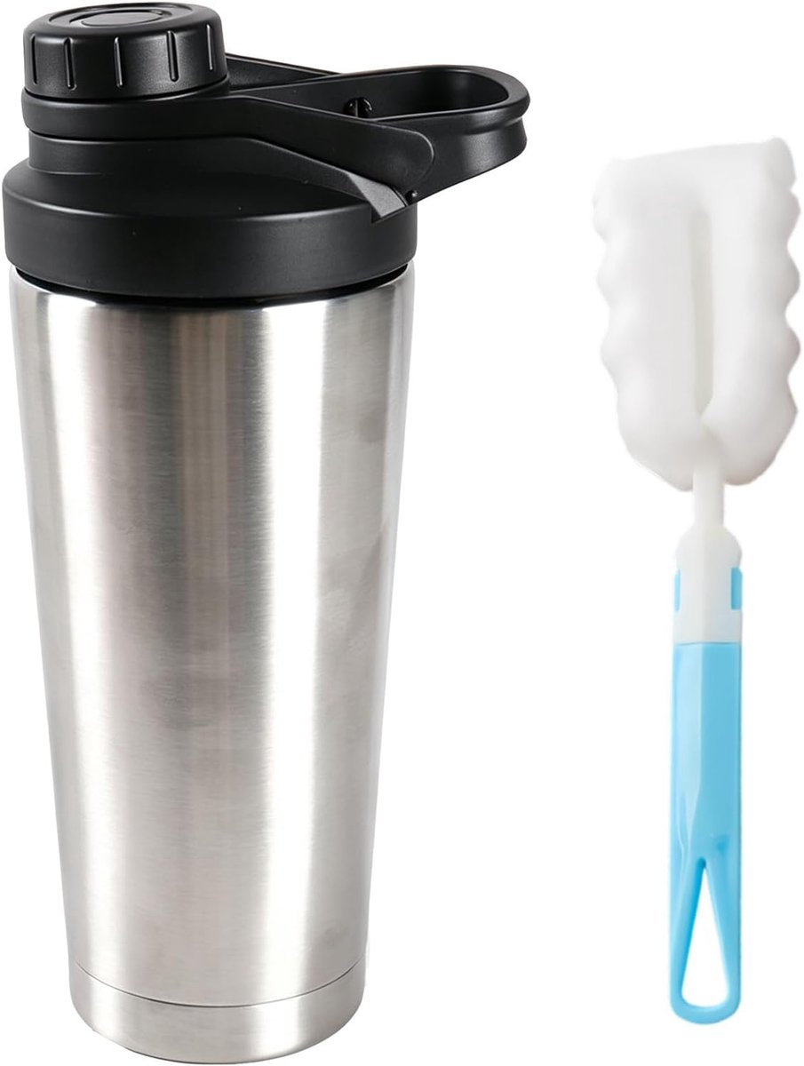 Eiwitshaker 750 ml - roestvrij staal - dubbelwandig - lekvrij en ideaal voor fitness - ShopVlot