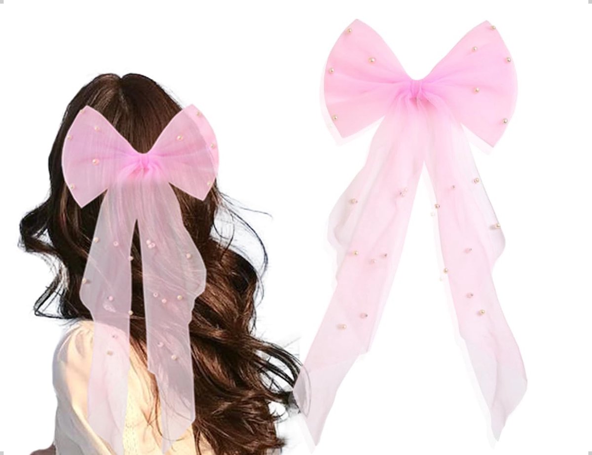 Velo, Kort en Elegant Velo - Tulle Strik - Parels Haaraccessoire - Perfect voor Vrijgezellenfeesten - ShopVlot