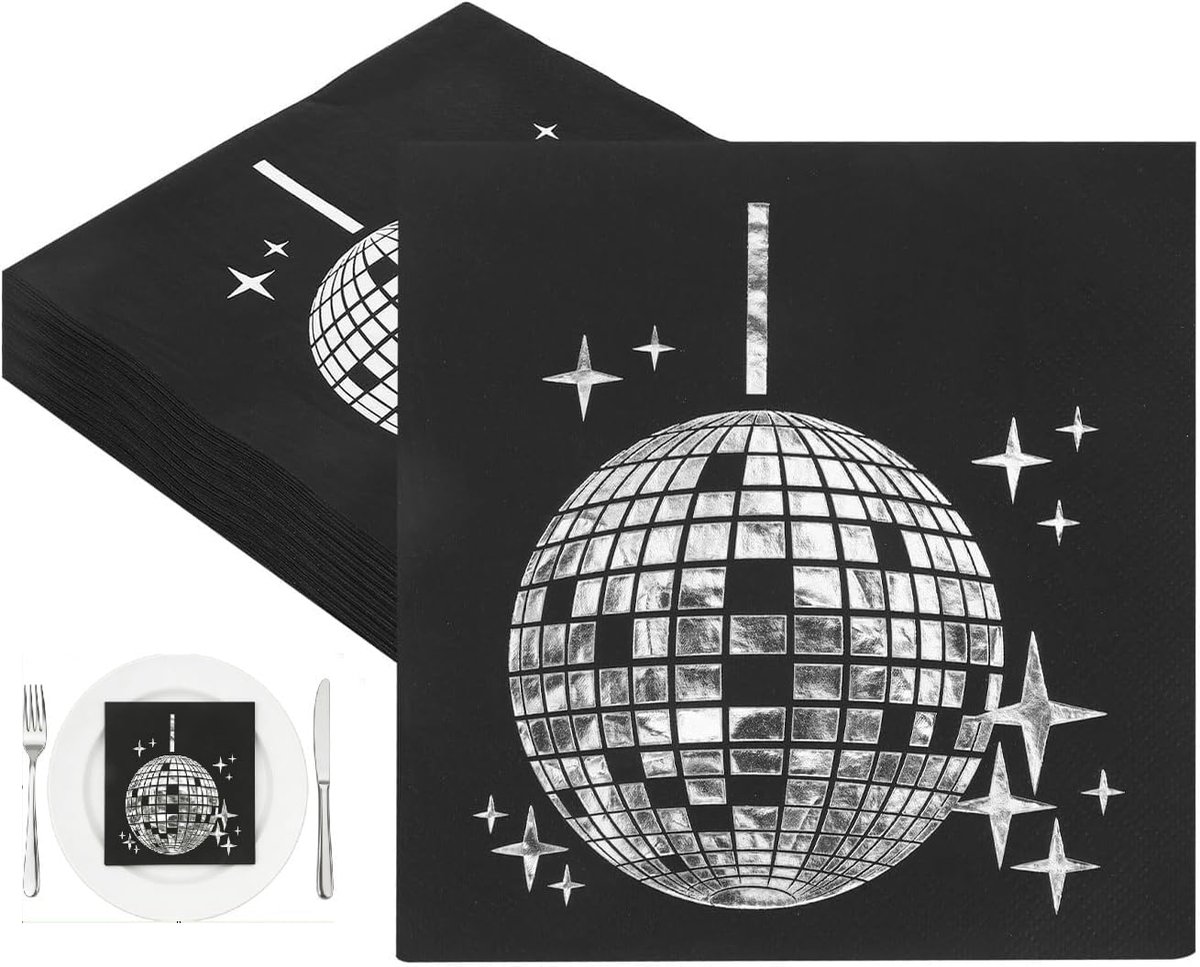 Disco ball servetten 33 x 33 cm - cellulose - retro design - perfect voor discofeestjes - ShopVlot