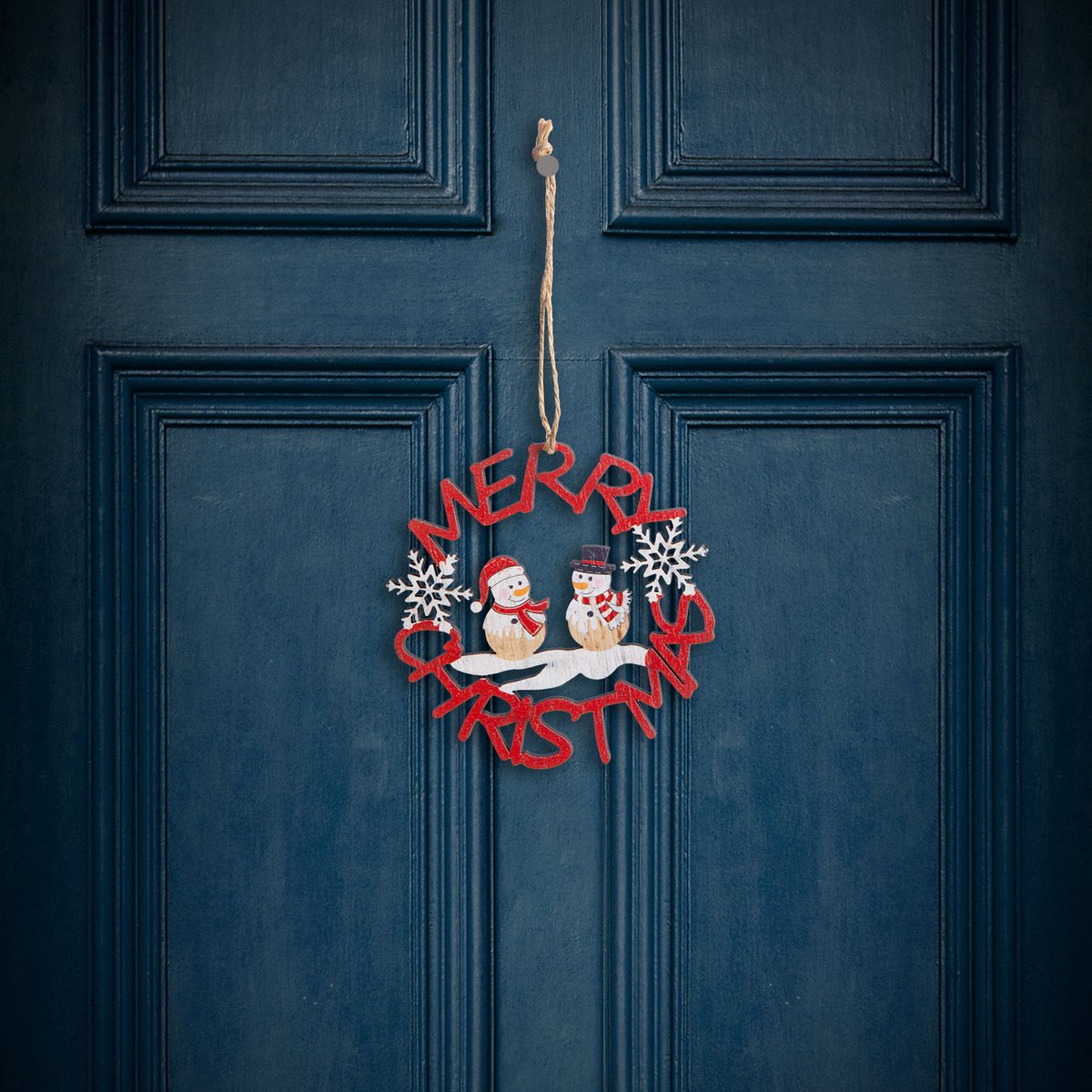 Kerstdecoratie - Houten, rode sneeuwpop - 10 cm 1 Stuks [58547A]