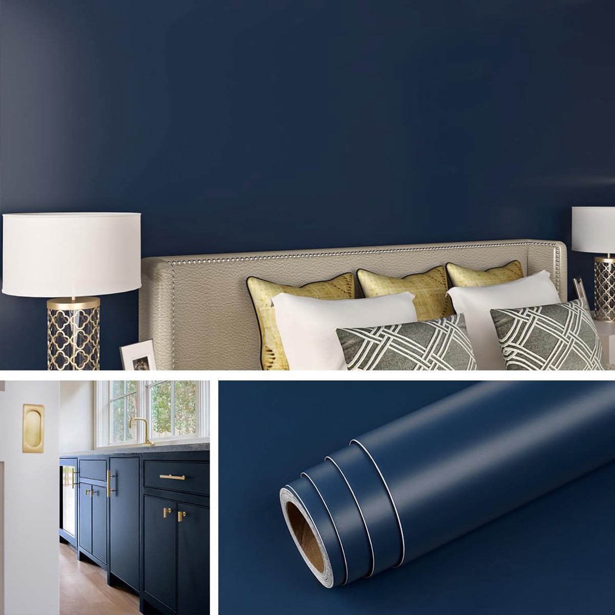 Zelfklevende folie meubels 40CMx2M - mat blauw - waterdicht - ideaal voor meubels - ShopVlot