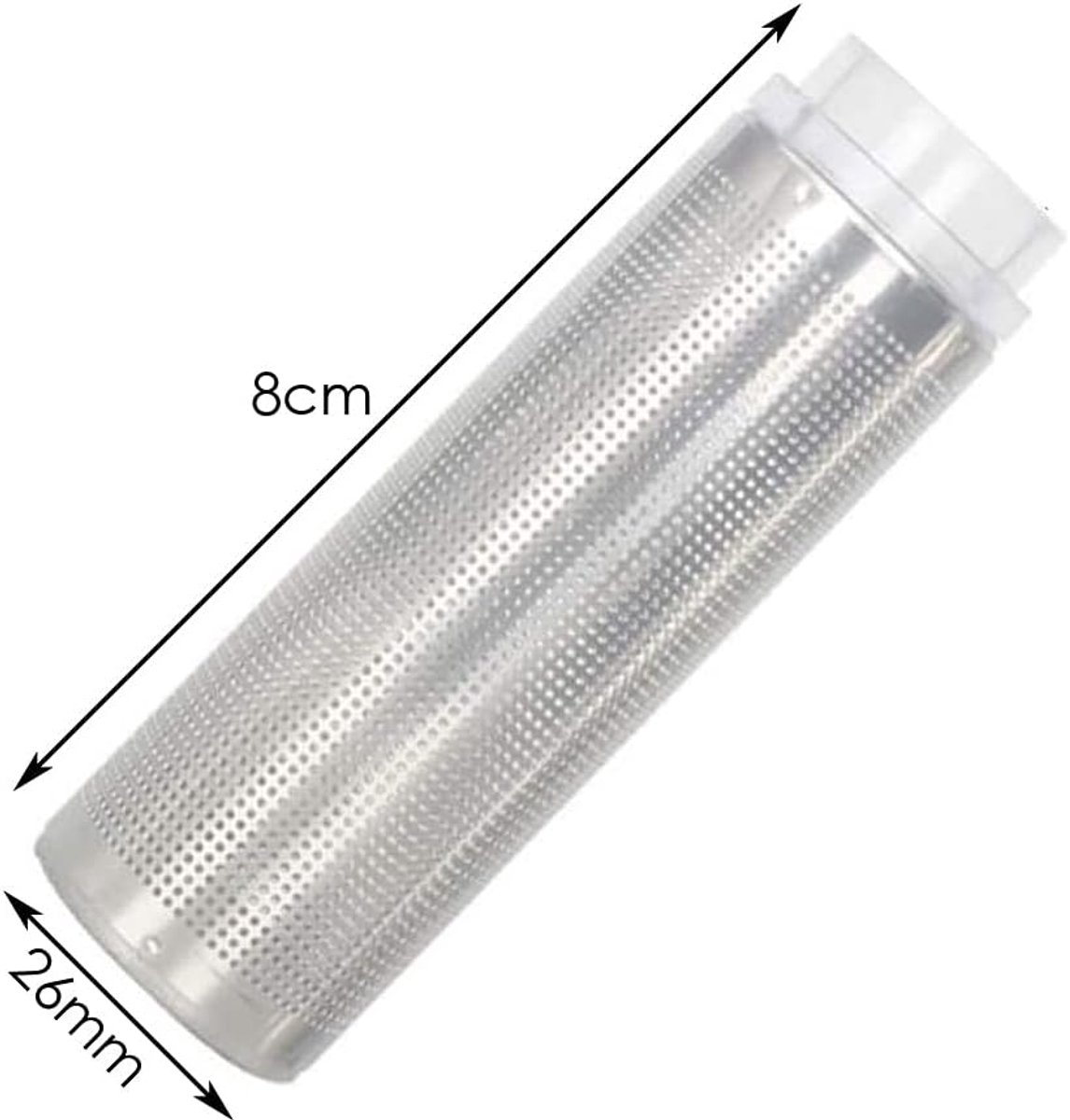 Aquarium filter 16mm - roestvrij staal - fijn gaas - beschermt baby garnalen en vissen - ShopVlot