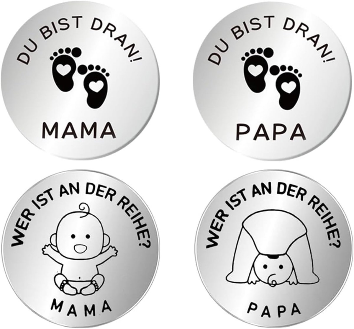 Herdenkingsmunten Pasgeboren 3 cm - Zilveren Roestvrij Staal - 2 Stuks - Perfect voor Babydoopfeesten - ShopVlot