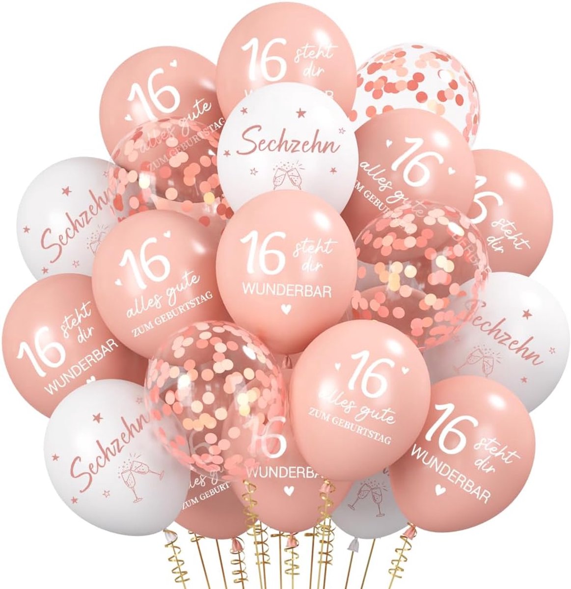 Ballonnen 16 jaar verjaardag - rosegoud - 30 stuks - feestdecoratie voor een onvergetelijk feest - ShopVlot