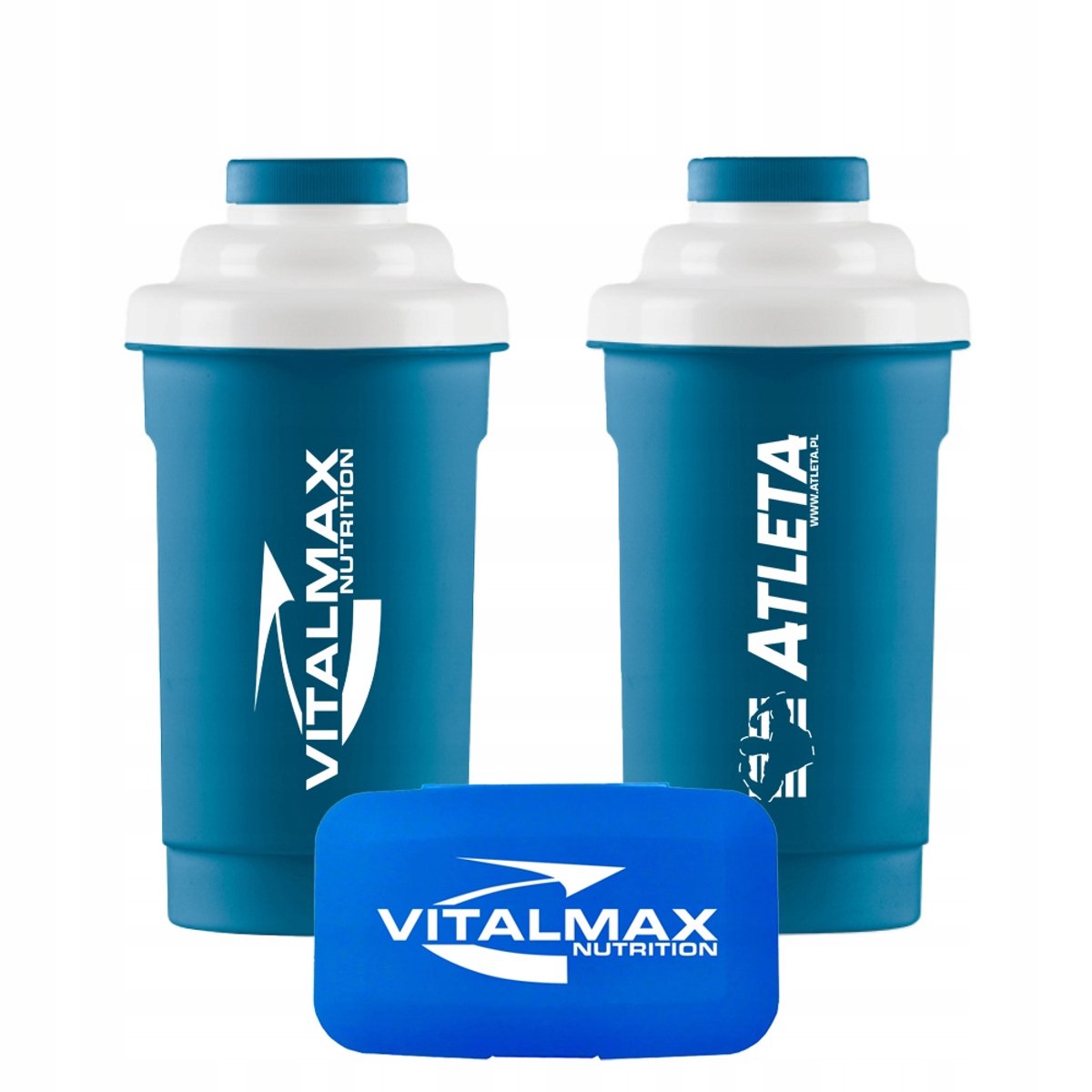 Merkloos Shaker Set 600ml Blauw met Pillenbox