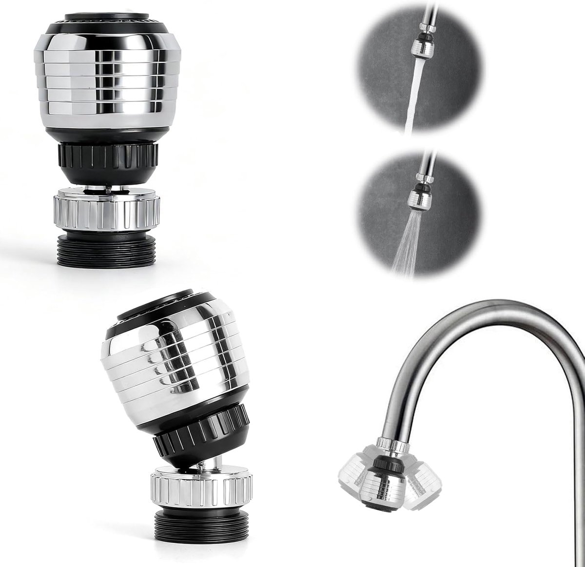 Kraanadapter 2 Stuks - Draaiend Design - 2 Spraymodi - Gemakkelijk schoonmaken - ShopVlot