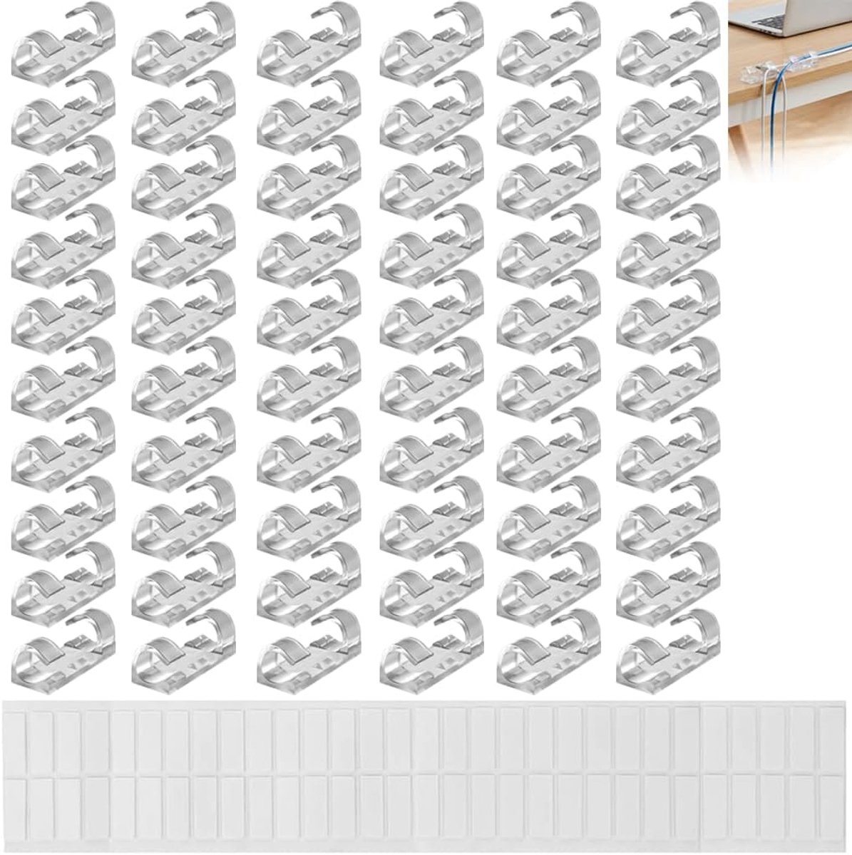 Kabelclips 60 stuks - zelfklevend - nylon PA66 - netjes kabelmanagement - ShopVlot