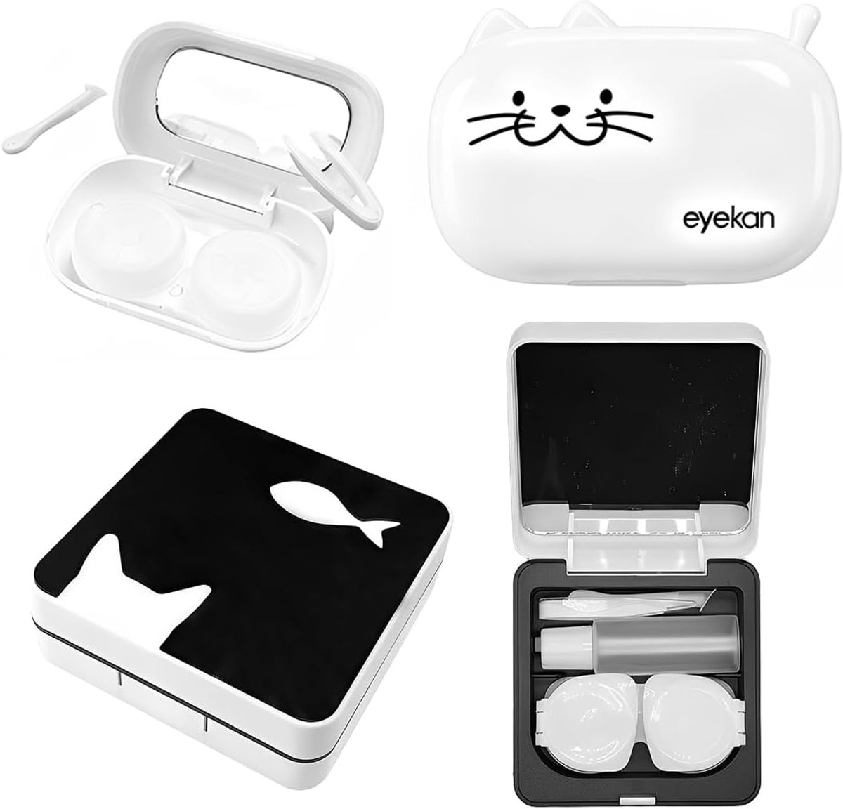 Contactlenshouder set van 2 - compact met spiegel - hygiënisch en lichtgewicht - ideaal voor reizen - ShopVlot