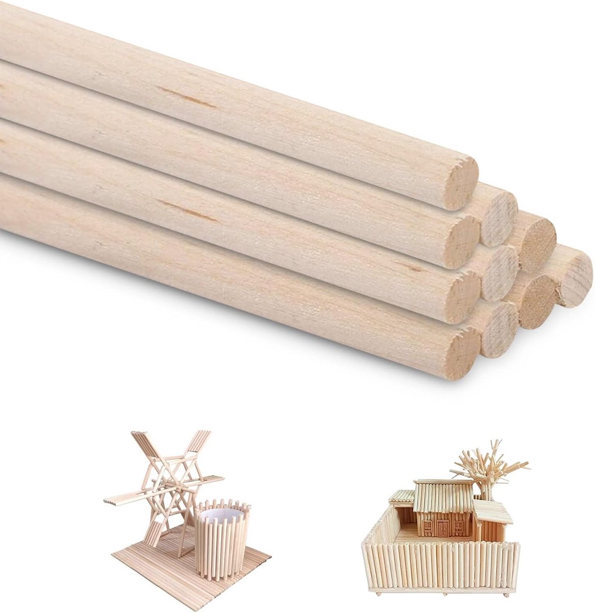 Houten Stokken 30 cm - Onbewerkte Houten Handgreep - Ideaal voor Knutselen - ShopVlot