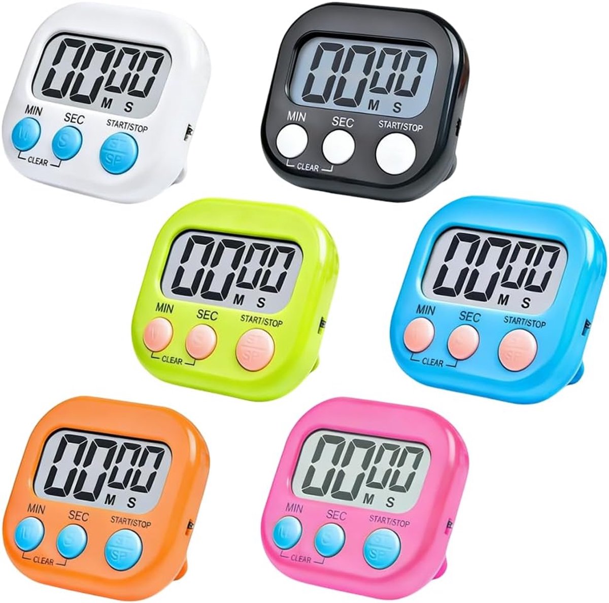 Digitale eierenwekker - 6 stuks - Magnetisch met opvouwbare standaard - Ideaal voor koken en trainen - ShopVlot