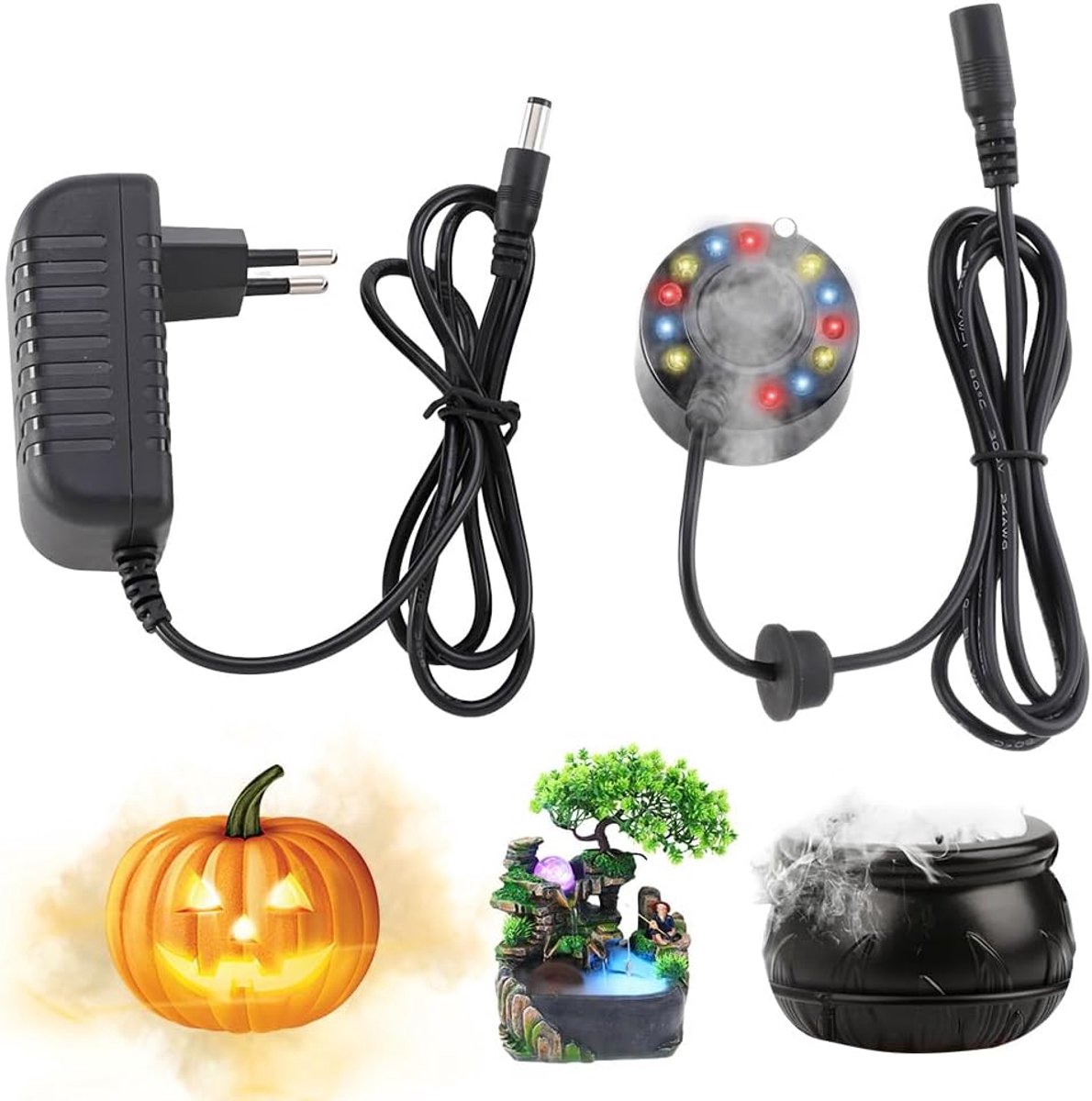 Ultrasone nevelmaker mini - 12 LED lampen - betoverende mist - ideaal voor vijvers en tuinen - ShopVlot