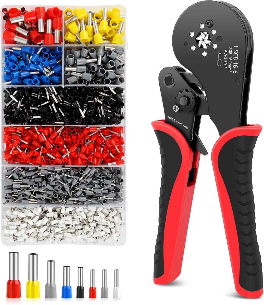 Kabel Eind Klem Pliers - Snelle Klemmen met 1800 Kabel Einddoppen - Voor Kabels 0.08-16 mm² - ShopVlot