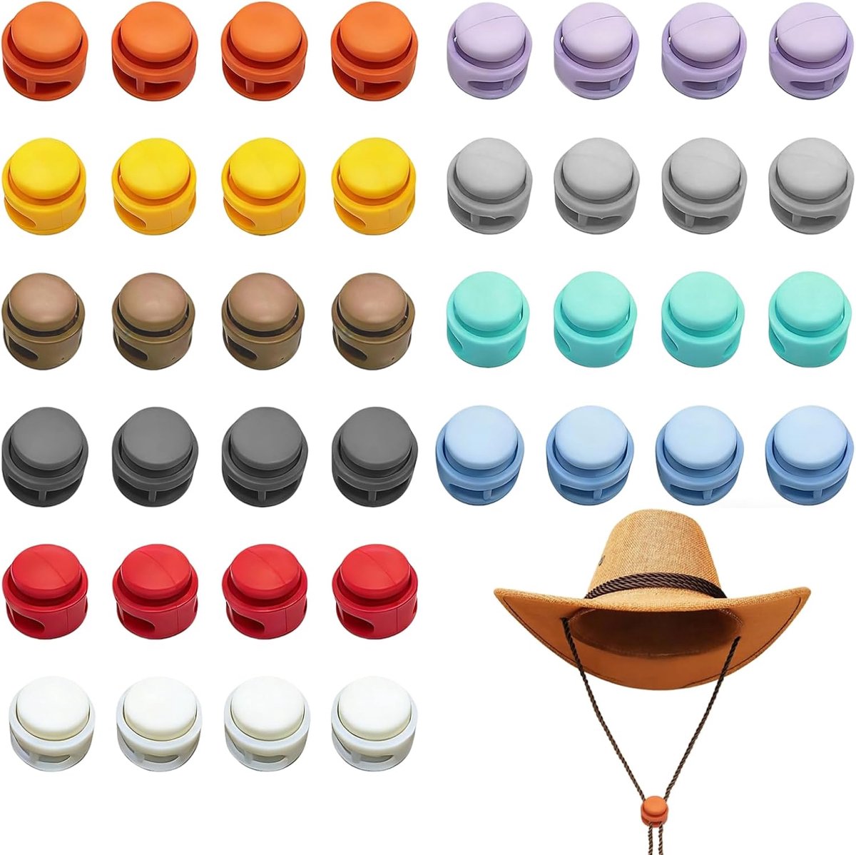 Touwstopper Caps Set van 10 - Duurzaam Nylon - Dubbel Gat Ontwerp - Perfect voor Koorden en Trekmechanismen - ShopVlot