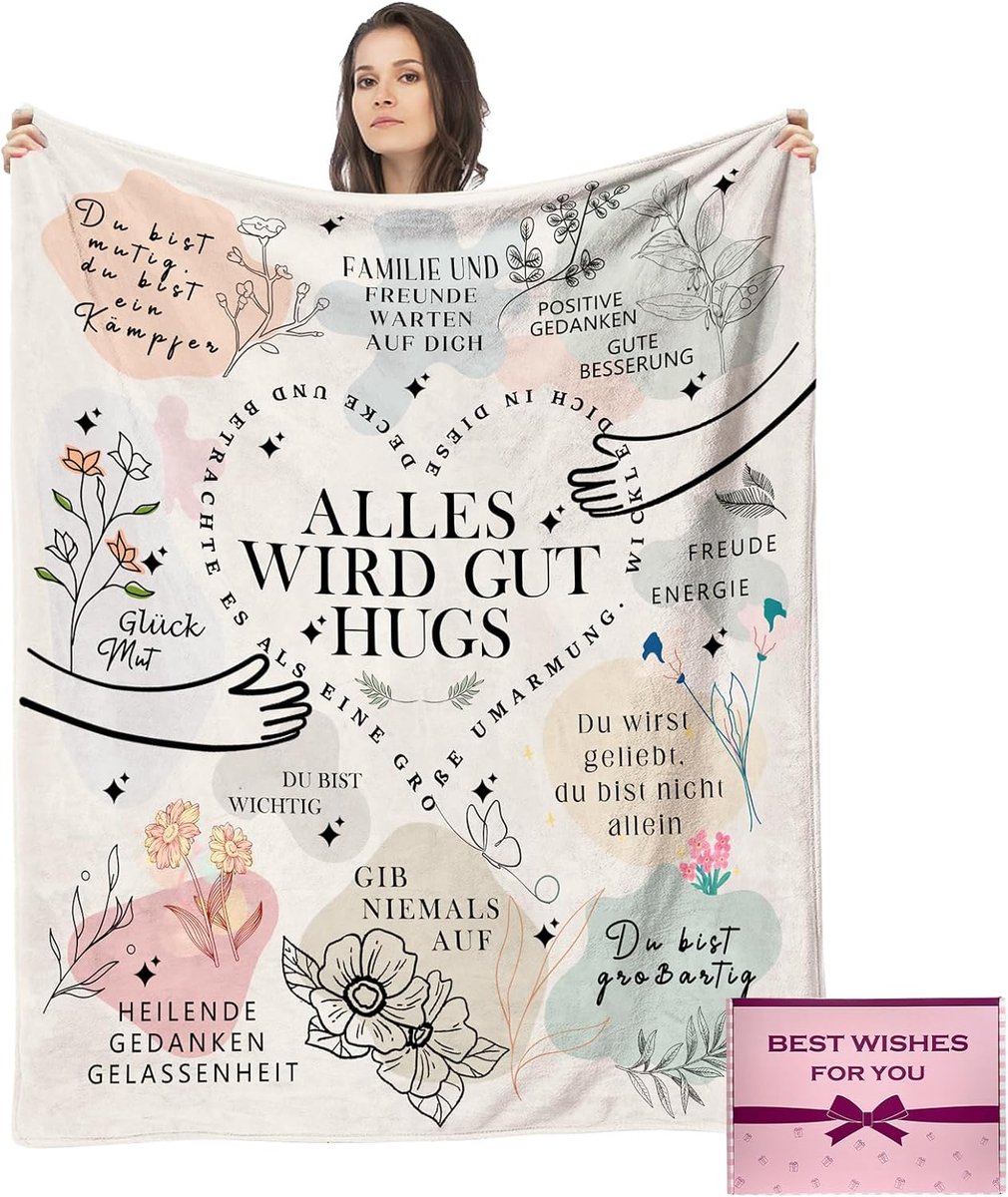 Ziekenhuiskussen 59 x 51 Inch - Flanellen Dekens - Bemoedigingen en Zegeningen - Perfect Cadeau voor Zieke - ShopVlot