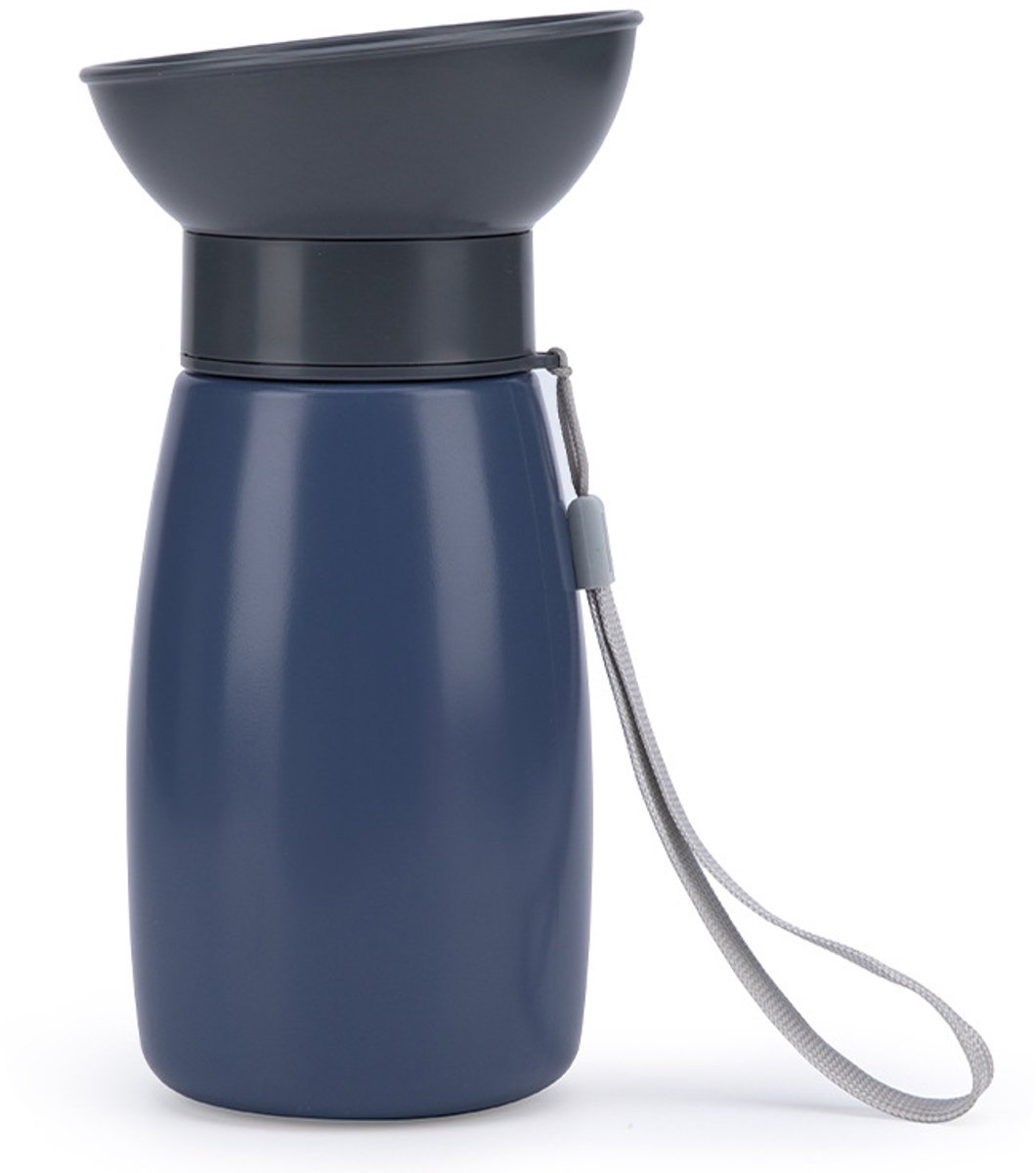 Claoner Drinkfles voor honden - 600ml draagbaar - Lekvrij - Voor wandelen reizen camping park strand - Blauw