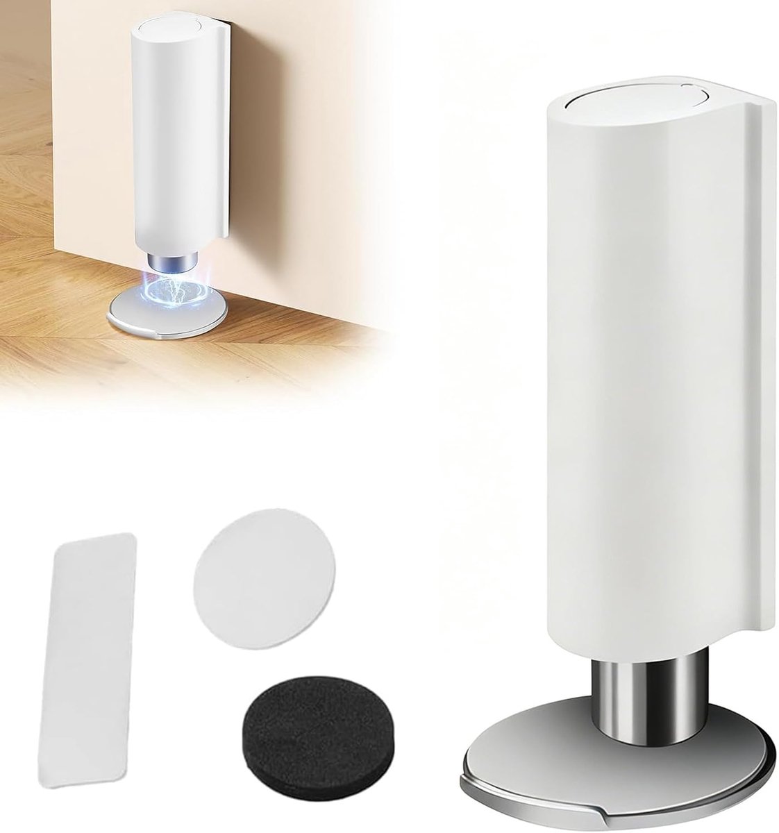 Magnetische deurstopper - zelfklevend - wit - voorkomt luid knallen - ShopVlot