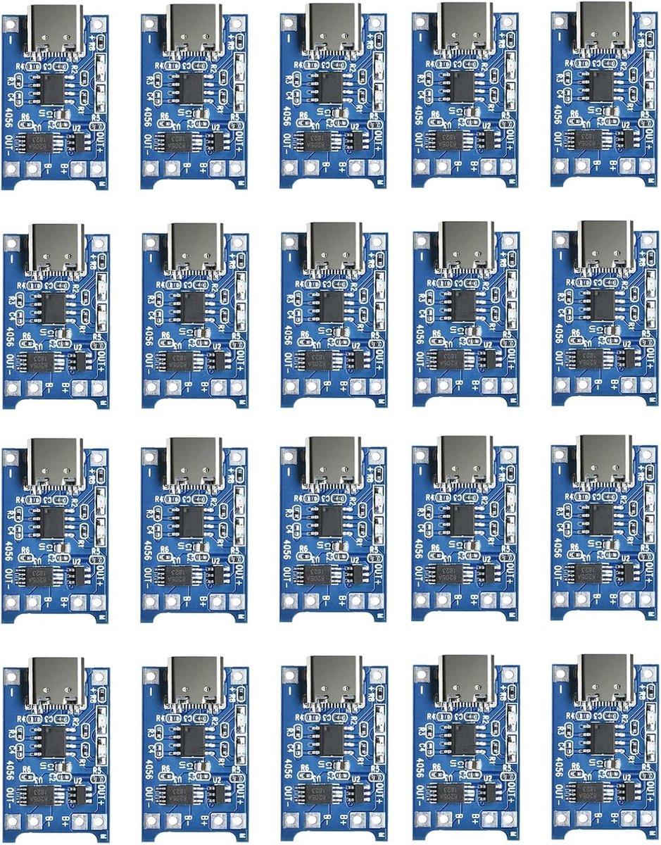 Li-ion batterij oplader 20 stuks - Type-C USB-C - Dual protection functies - Geschikt voor 18650 cellen - ShopVlot
