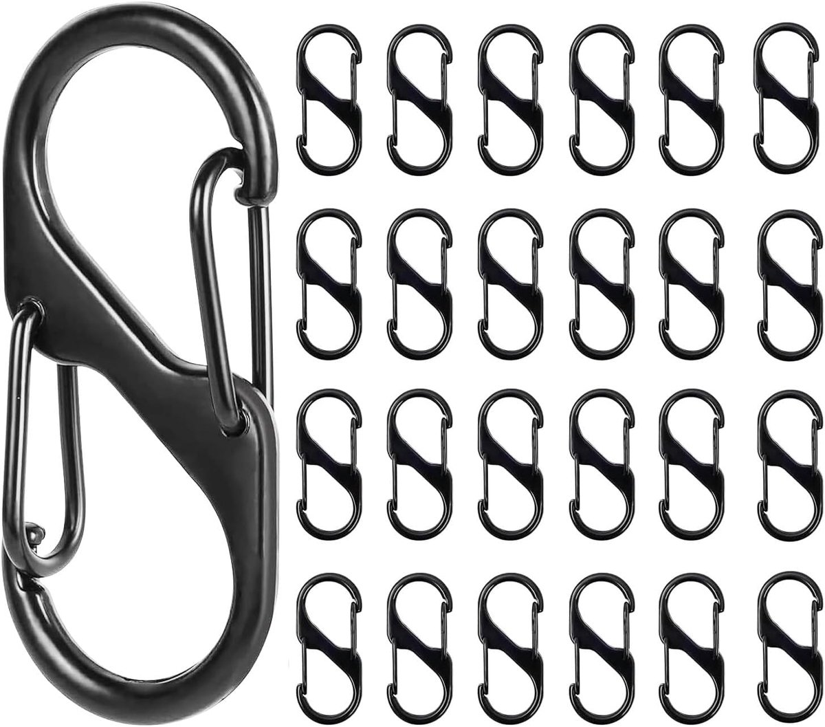 Carabiner mini met dubbele opening - metalen S-haak - 8 gaten voor outdoor gebruik - ideaal voor hikers en campers - ShopVlot