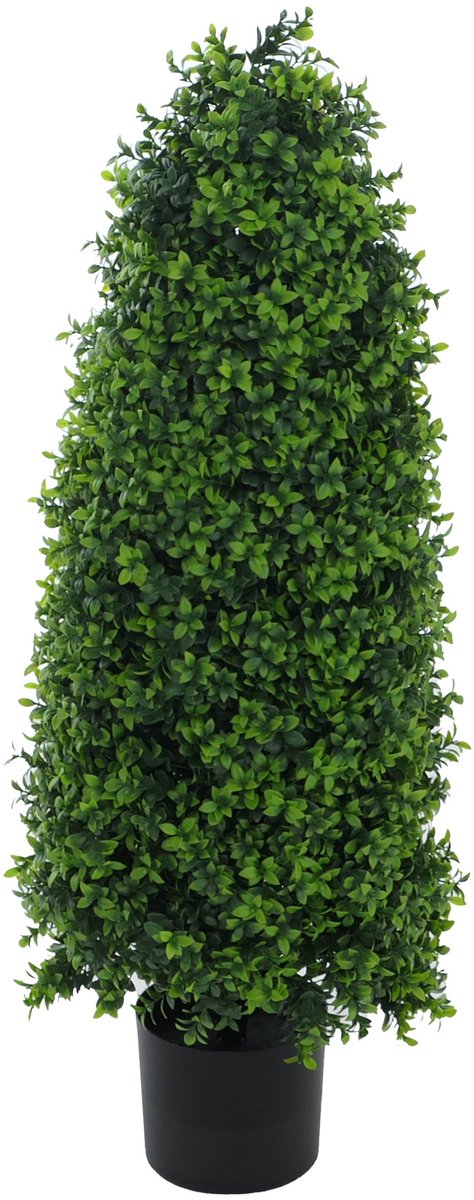 MCW Kunstbuxus MCW-Q89, buxus (Buxus) in pot, decoratieve boom, kunstplant, kegelvormig, natuurgetrouw, groenblijvend, voor buiten, 90x35x35 cm