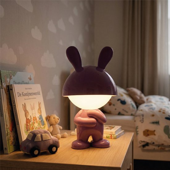 Luxus Nachtlamp Kinderkamer Mouse - Paars - Nachtlampje baby - Voor kinderen - Slaapkamer - 7 kleuren licht - RGB - Bluetooth speaker - Draadloos - Oplaadbaar van Merkloos — afbeelding 4
