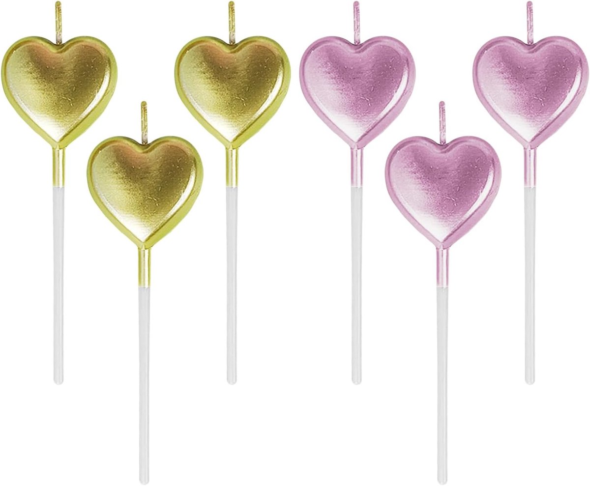 Verjaardagskaarsen set van 6 - Gouden en roze varianten - Schattige cake decoratie - ShopVlot