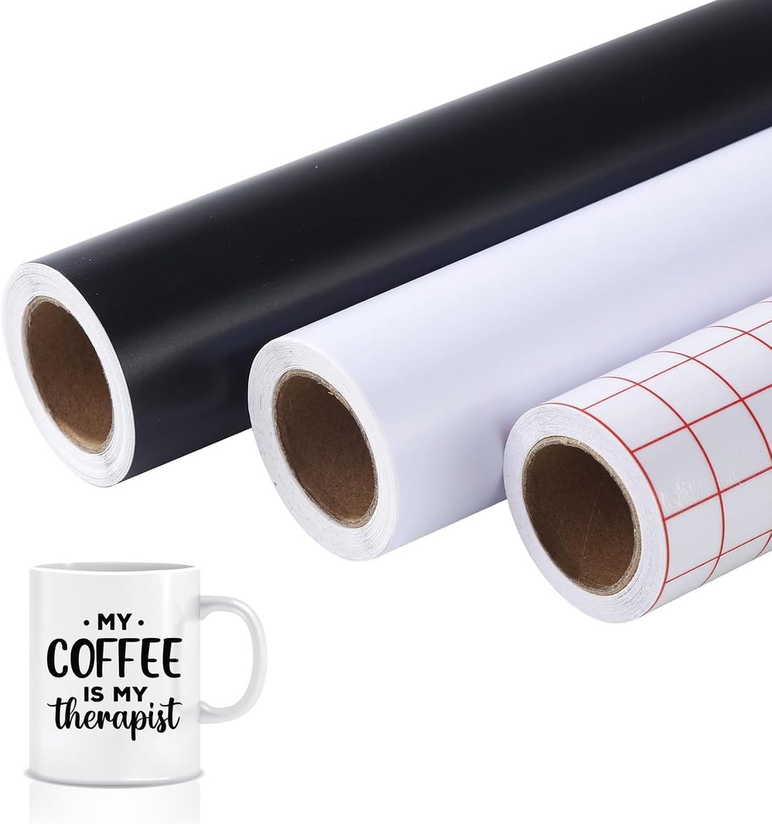 Transferfolie vinyl 30,5 x 3 m - 1 rol transferfilm + 2 rollen beletteringsfolie - zelfklevend - perfect voor T-shirts - ShopVlot