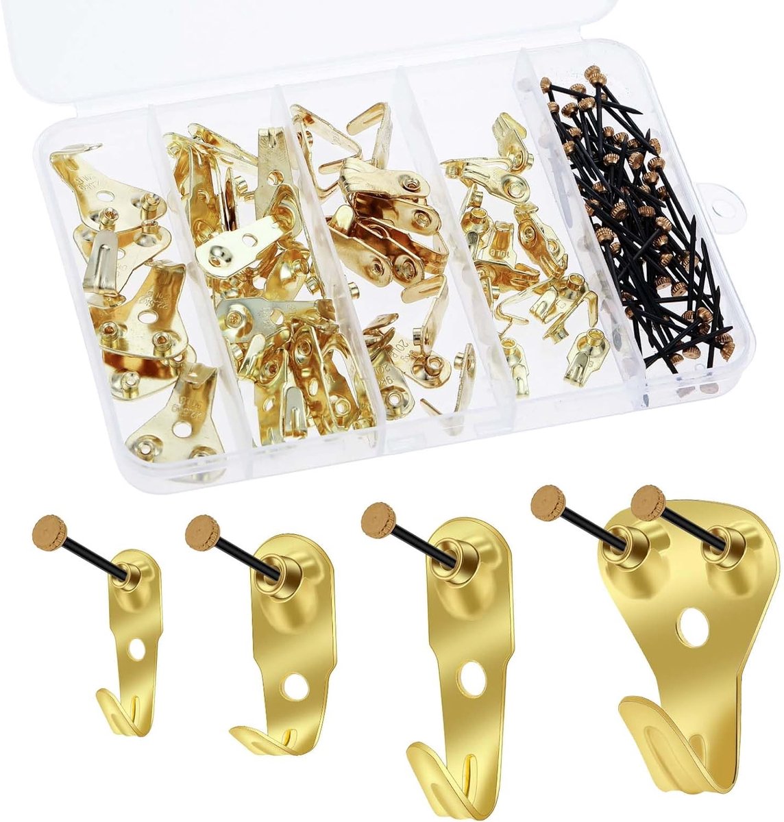 Fotohangers set 120 stuks - 4 maten - veelzijdige fotohaken met spijkers - ideaal voor het ophangen van foto's - ShopVlot